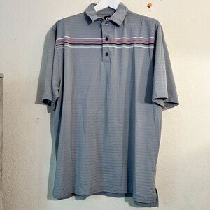 FootJoy Mens XL Gray Striped Short Sleeve Golf Polo Shirt Sporty Stretch Casual